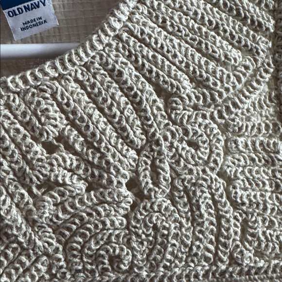 Old Navy Boho Neutral Crochet High Neck Tank Top Cream L - Picture 6 of 7